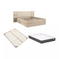 Vente-unique - Bett mit Stauraum - 180 x 200 cm - Holzfarben + Lattenrost + Matratze - TENALIA, 180x200 cm, Beige