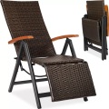 TecTake, Rattanstuhl Brisbane klappbar mit Aluminiumgestell und Fussablage Rattanstuhl Brisbane klappbar mit Aluminiumgestell und Fussablage