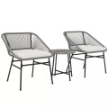 Northio - Polyrattan Gartenmöbel Set, Outdoor Lounge Balkonmöbel für 2 Personen, 3-teilig Sitzgruppe mit 2 Stühle, Beistelltisch, Kissen, wetterfest Gartenlounge für Garten, Terrasse Balkon, Dunkelgrau, One Size