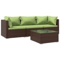 vidaXL 4-tlg. Garten-Lounge-Set mit Kissen Poly Rattan Braun