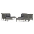 vidaXL 10-tlg. Garten-Lounge-Set mit Kissen Grau Poly Rattan