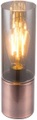 GLOBO ANNIKA Tischleuchte Kupfer antik, Glas rauch, Textilkabel braun 1,5 m, Touch ein