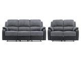Couchgarnitur 3+2 - Mikrofaser & Kunstleder - Grau & Schwarz - BRODY Couchgarnitur 3+2 - Mikrofaser & Kunstleder - Grau & Schwarz - BRODY