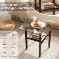 Northix - 61 cm langer und breiter Beistelltisch aus Glas 2-stöckiger Glastisch mit Ablagefläche Braun, 61X61CM