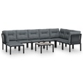 vidaXL 8-tlg. Garten-Lounge-Set Schwarz und Grau Poly Rattan
