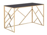 Vente-unique, Schreibtisch - Glas & Stahl - Goldfarben & Schwarz - ATHENA Schreibtisch - Glas & Stahl - Goldfarben & Schwarz - ATHENA