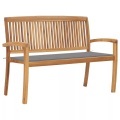 vidaXL Stapelbare Gartenbank mit Auflage 128,5 cm Massivholz Teak