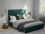 Vente-unique, Bett mit Bettkasten & Bett-Kopfteil - Samt - 180 x 200 cm - Blaugrün - LARALI Bett mit Bettkasten & Bett-Kopfteil - Samt - 180 x 200 cm - Blaugrün - LARALI