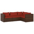 vidaXL 4-tlg. Garten-Lounge-Set mit Kissen Poly Rattan Braun