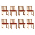 vidaXL Gartenstühle 8 Stk. mit Kissen Massivholz Teak