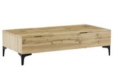 Couchtisch mit 2 höhenverstellbaren Tischplatten & 1 Tür - MDF & Stahl - Naturfarben & Schwarz - KAYLINO Couchtisch mit 2 höhenverstellbaren Tischplatten & 1 Tür - MDF & Stahl - Naturfarben & Schwarz - KAYLINO