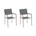 Beliani Gartenstuhl grau 2er Set Edelstahl GROSSETO