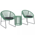 Northio, Northio - Polyrattan Gartenmöbel Set, Outdoor Lounge Balkonmöbel für 2 Personen, 3-teilig Sitzgruppe mit 2 Stühle, Beistelltisch, Kissen, wetterfest Gartenlounge für Garten, Terrasse Balkon, Grün, 3 Stück