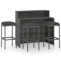 vidaXL, vidaXL 4-tlg. Gartenbar-Set mit Kissen Grau