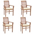 vidaXL Essstühle 4 Stk. mit Cremeweißen Kissen Massivholz Teak