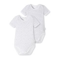 Baby-Bodys 2er-Pack kurzarm unisex Feinripp Organic Cotton bedruckt weiß/grau - Original Classics 62
