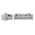 3-Sitzer Sofa & Sessel - Hellgrau - Samt - EDWINA 3-Sitzer Sofa & Sessel - Hellgrau - Samt - EDWINA