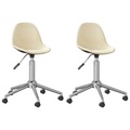 vidaXL Esszimmerstühle 2 Stk. Drehbar Creme Stoff