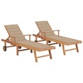 vidaXL Sonnenliegen 2 Stk. mit Beige Auflagen Massivholz Teak
