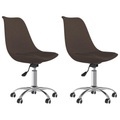 vidaXL Esszimmerstühle 2 Stk. Drehbar Dunkelbraun Stoff