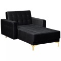 Beliani - Chaiselongue aus Samtstoff Modern ABERDEEN, One Size, Schwarz