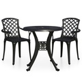 vidaXL 3-tlg. Bistro-Set Aluminiumguss Schwarz