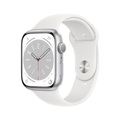 APPLE Watch Series 8 (GPS) 45 mm - Smartwatch (Regular 140 - 220 mm, Fluorelastomer, Silver Aluminum/White)