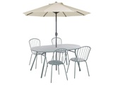 Gartentisch Set mit Schirm aus Stahl Modern CALVI Gartentisch Set mit Schirm aus Stahl Modern CALVI