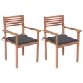 vidaXL, vidaXL Gartenstühle 2 Stk. mit Anthrazit Kissen Massivholz Teak