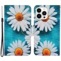 iPhone 15 Pro Max - Leder Etui Hülle Margeriten