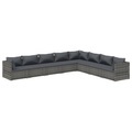 vidaXL 8-tlg. Garten-Lounge-Set mit Kissen Poly Rattan Grau