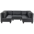 Beliani - U-förmiges Sofa aus Kunstleder UNSTAD, One Size, Schwarz