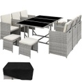TecTake, Rattan Sitzgruppe Malaga 6+4+1 mit Schutzhülle Rattan Sitzgruppe Malaga 6+4+1 mit Schutzhülle