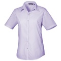 Kurzarm Popeline Bluse Arbeitshemd Damen Flieder 40