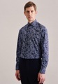 Business Hemd Slim Fit Langarm Druck Herren Dunkelblau 40