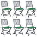 vidaXL Klappbare Gartenstühle 6 Stk. mit Sitzkissen Massivholz Akazie