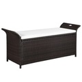 Diverse Hardware, Truhenbank mit Polster 138 cm Poly Rattan Braun