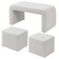 Northio, Northio - Fußhocker 3 tlg.,Sitzhocker, Ottomane mit Hockern, Fußstütze, Polsterhocker für Wohnzimmer, Schlafzimmer, Weiß, One Size