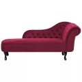 Beliani Chaiselongue Samtstoff dunkelrot rechtsseitig NIMES