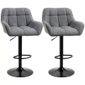 Northio, Northio - Barhocker küche 2er-Set Höhenverstellbar 360° drehbar mit Lehne und Fußstütze, Leinenoptik, bis 120 kg, 57,5 x 52,5 93-114 cm, Grau, One Size