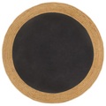 vidaXL, vidaXL Teppich Geflochten Schwarz & Natur 150 cm Jute & Baumwolle Rund