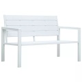 Gartenbank 120 cm HDPE Weiss Holz-Optik
