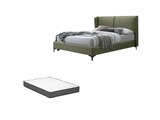 Bett mit Matratze - 140 x 200 cm - Stoff - Grün - HILIAPA Bett mit Matratze - 140 x 200 cm - Stoff - Grün - HILIAPA