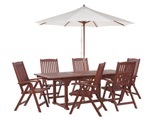 Gartentisch Set mit Schirm aus Akazienholz Klassisch TOSCANA Gartentisch Set mit Schirm aus Akazienholz Klassisch TOSCANA