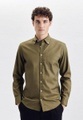 Casual Hemd Regular Fit Langarm Uni Herren Grün XL
