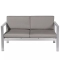Beliani Gartensofa Aluminium 2-Sitzer Auflagen dunkelgrau Salerno