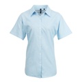 Oxfordbluse Bluse Arbeitshemd, Kurzärmlig Damen Hellblau 52