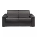 LINEA SOFA - Schlafsofa mit Matratze 2-Sitzer Kunstleder - Schwarz - Liegefläche mit Lattenrost: 120 cm - Matratzenhöhe: 14 cm mit Memory Schaum - CALITO, One Size