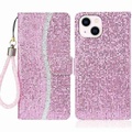 iPhone 14 - Glitter Leder Etui