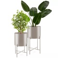 Tectake - Pflanzenständer Mine 2-teilig, im Industrial Style großer und kleiner Übertopf, abnehmbar, 31cm, Taupe